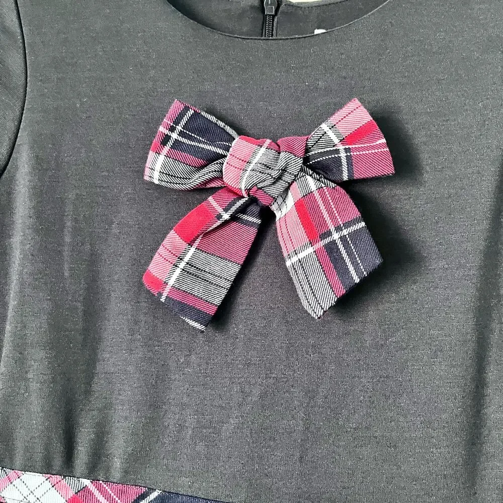Patachou Girls Navy Holiday Dress Plaid Tartan Bow NWT Size 12 Portugal New